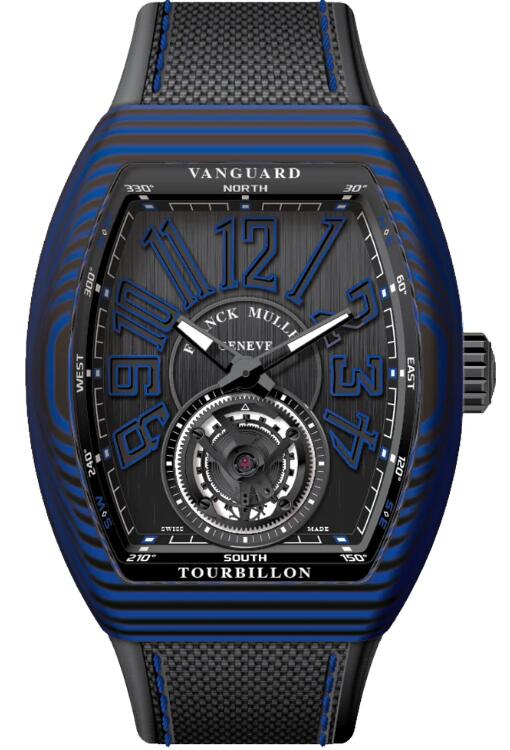 Buy Franck Muller Vanguard Tourbillon Blue Black Carbon Case Replica Watch for sale Cheap Price V 45 T CARBL (NR) (NR. NR BL)